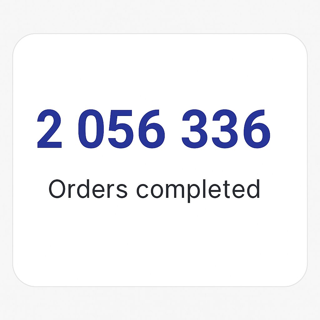 an image with an inscription inscription 2 056 336 Orders Completed